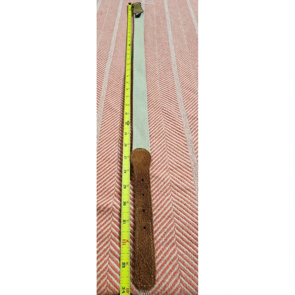 A Tail We Could Wag Leather Cotton Multicolor Striped Belt Sz‎ 34 Tribal Unisex